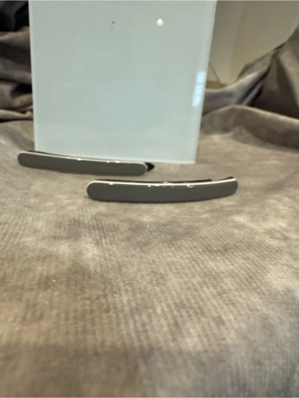 Camelia Silver Tone Curved Metal Hair Clips - Set of 2 France